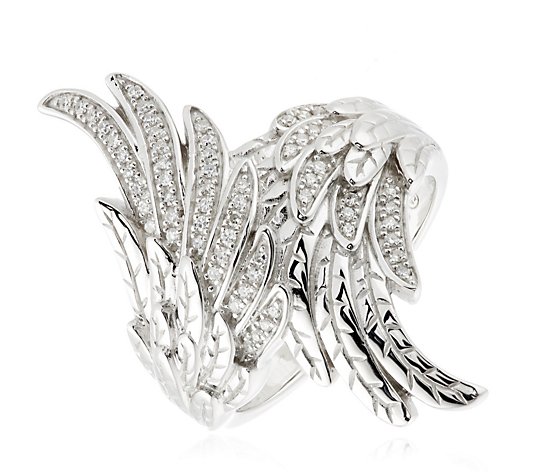 0.15ct Diamond Angel Wings Ring Sterling Silver