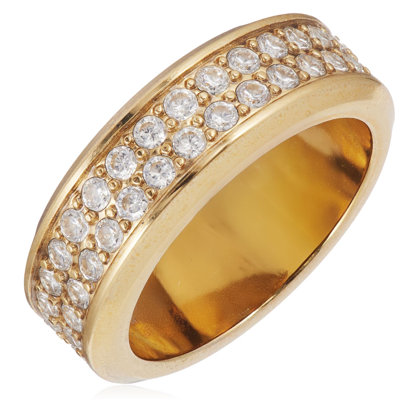 Steel by Diamonique Double Row Band Ring Stainless Steel