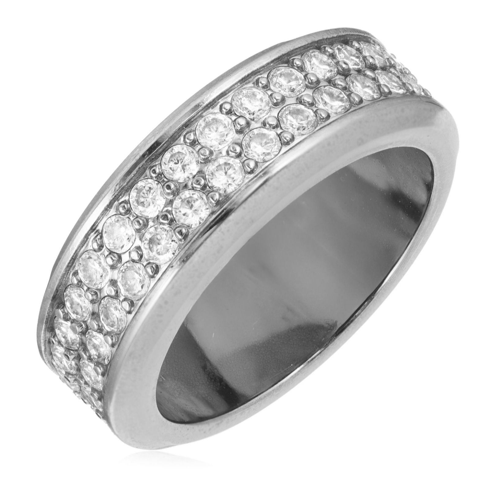 Steel by Diamonique Double Row Band Ring Stainless Steel