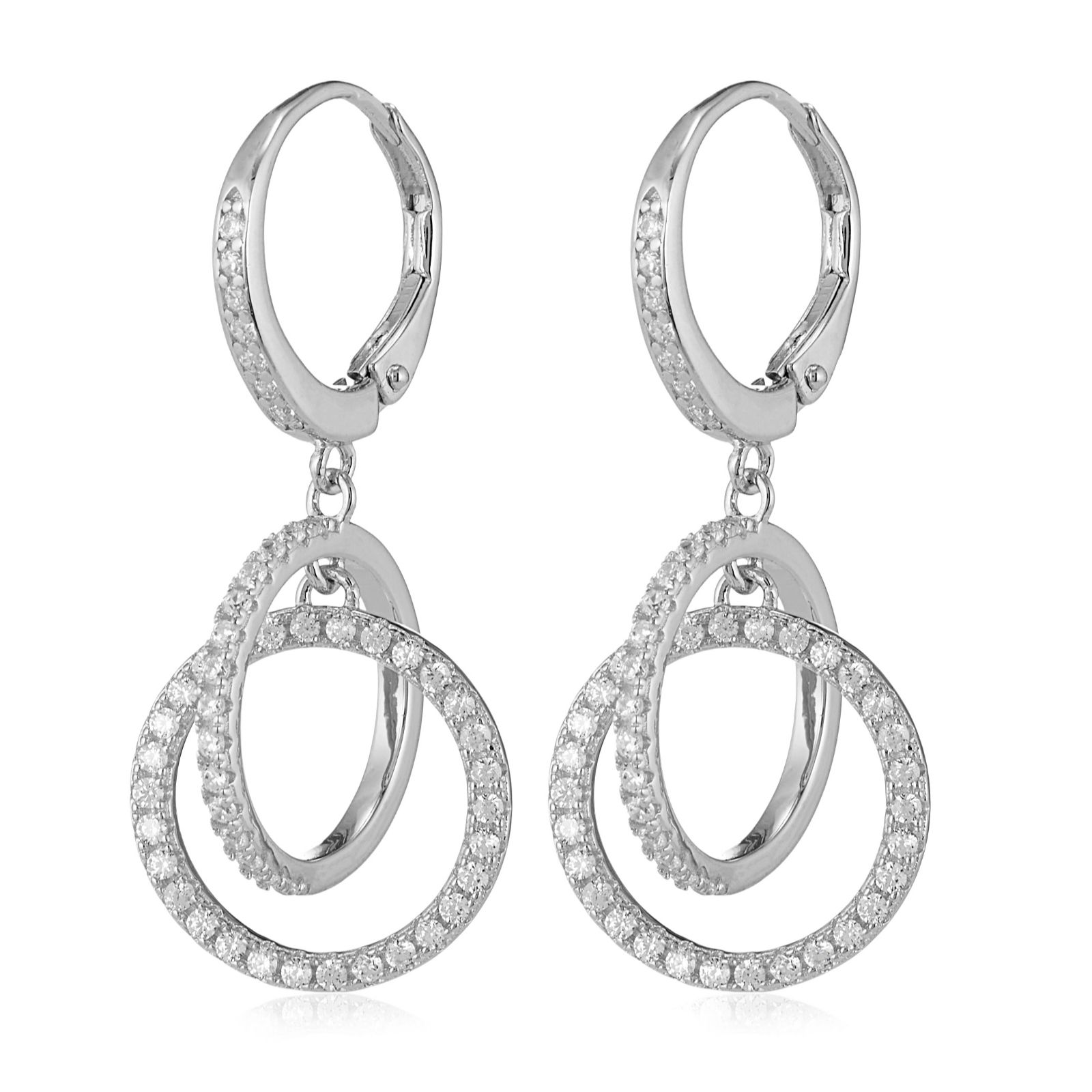 Diamonique 1.34ct Circle Drop Earrings Sterling Silver