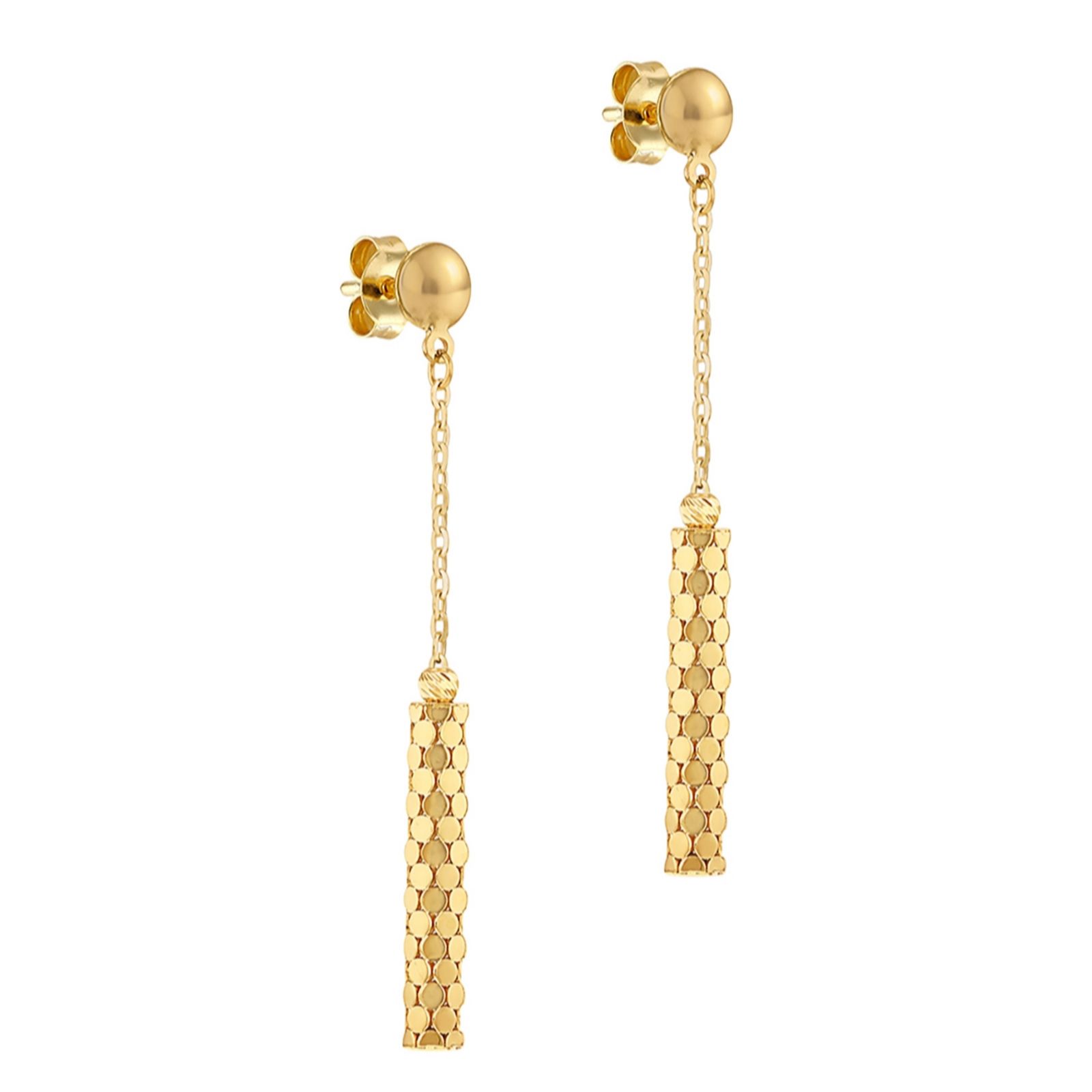 Gold 9ct Round Mirror Drop Earrings 2.7g