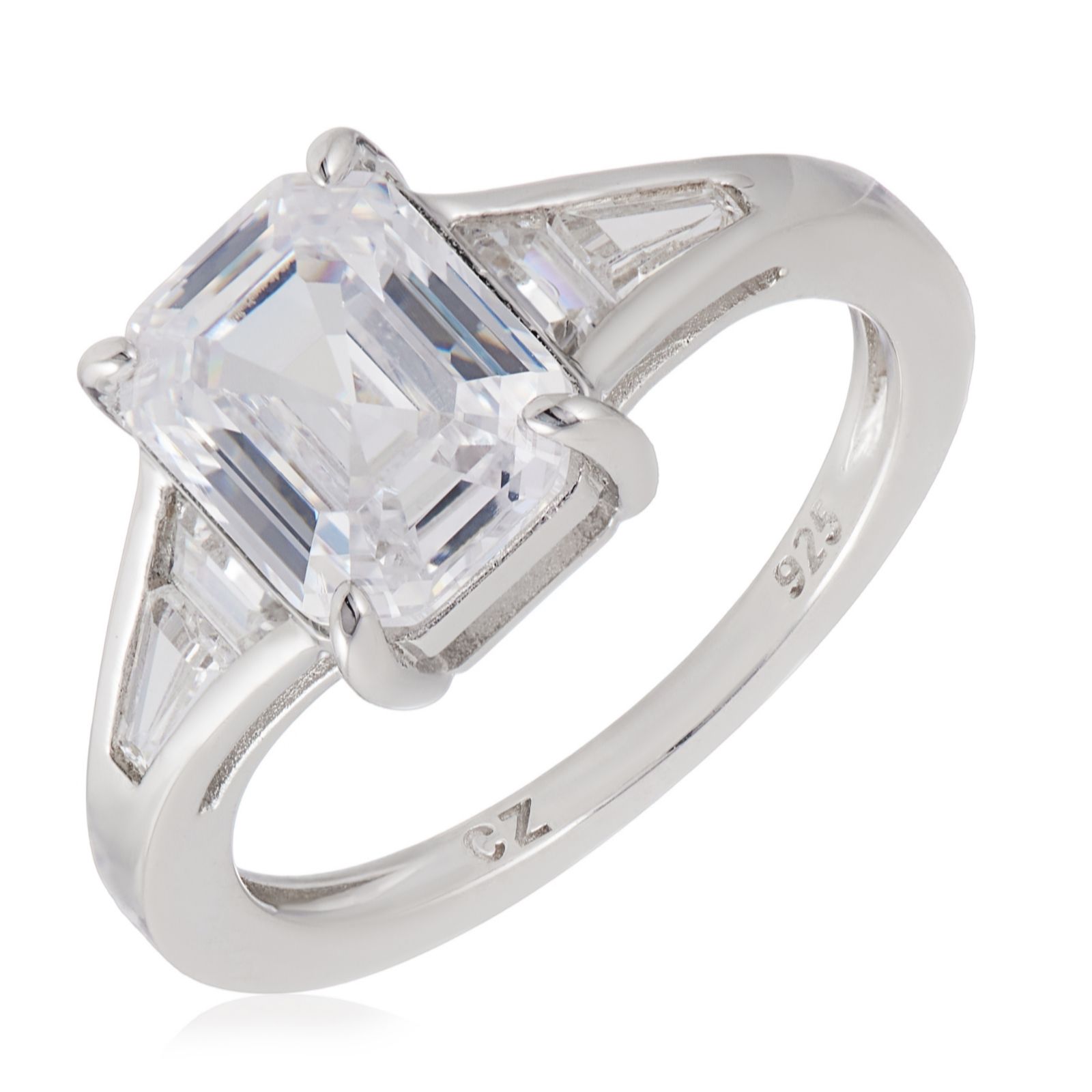 Diamonique 3.38ct Art Deco Ring Sterling Silver