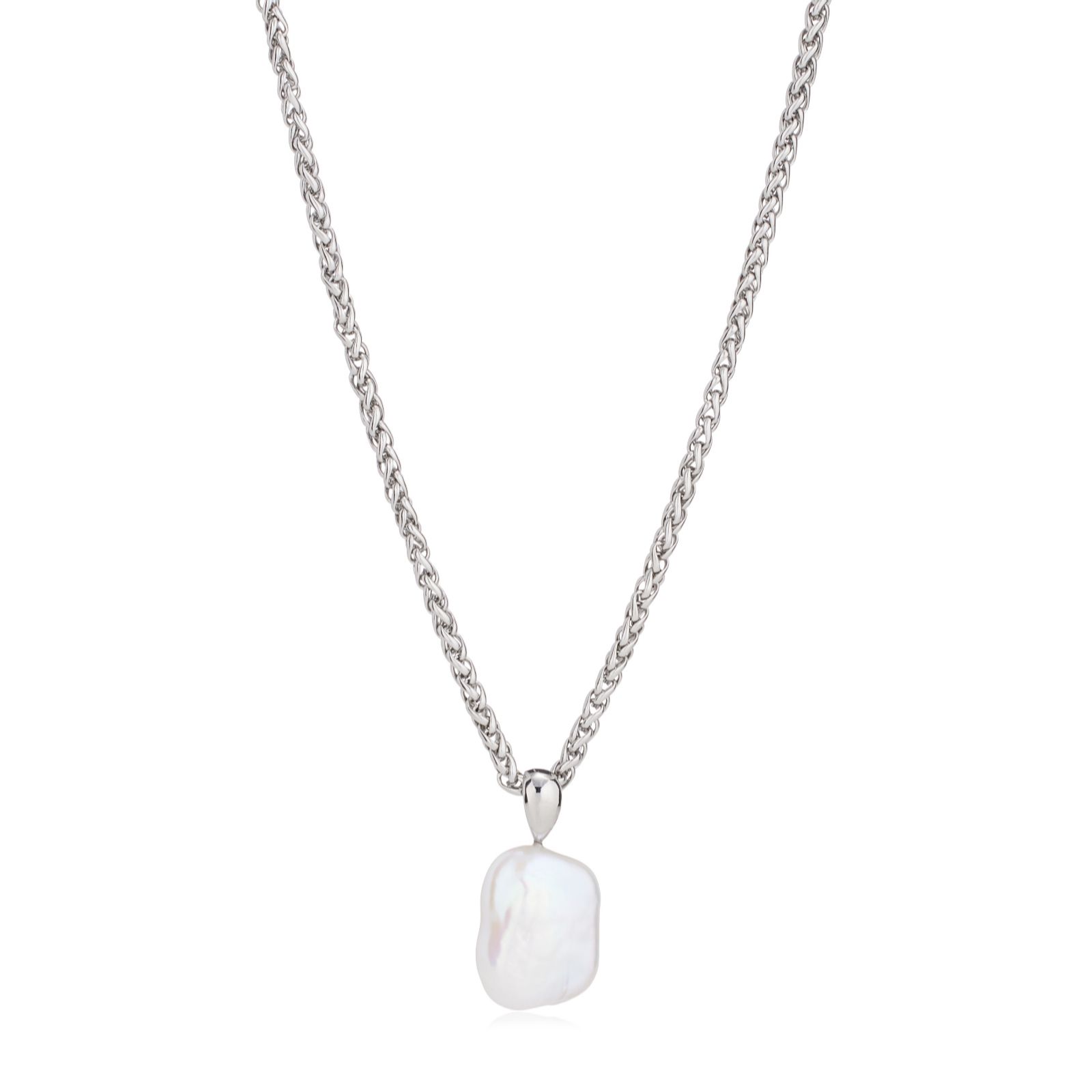 Lara Pearl Private Reserve 15mm Square Coin Keshi Pearl Pendant and Chain