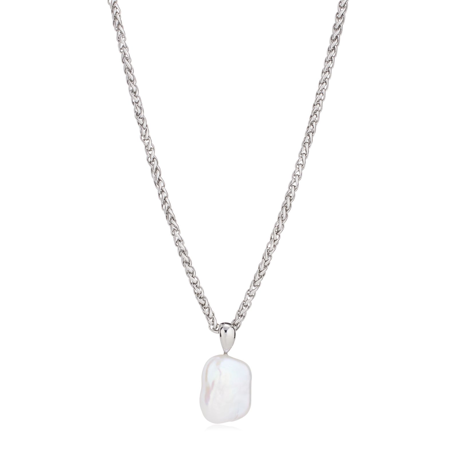 Lara Pearl Private Reserve 15mm Square Coin Keshi Pearl Pendant and Chain