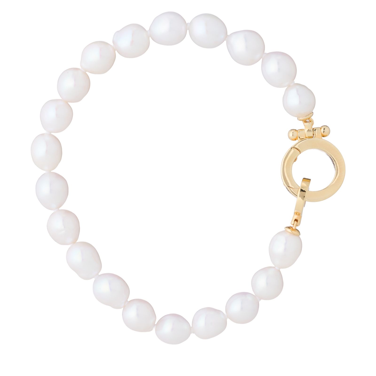 Lara Pearl 7.5-8mm Ming Baroque Pearl Ring Detail Bracelet