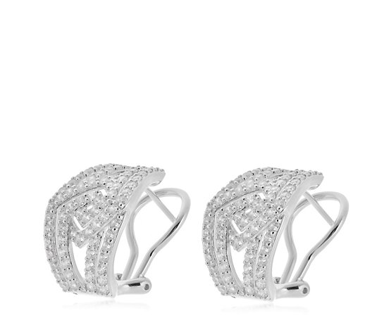 Diamonique by Tova 1.5ct tw Entwined Hoop Earrings Sterling Silver
