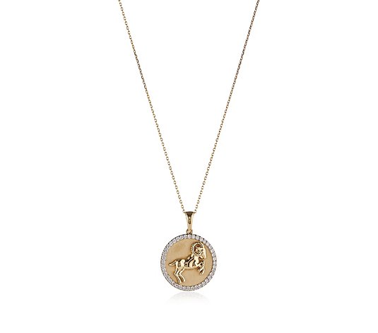 0.38ct Diamond Zodiac Pendant Necklace 9ct Gold