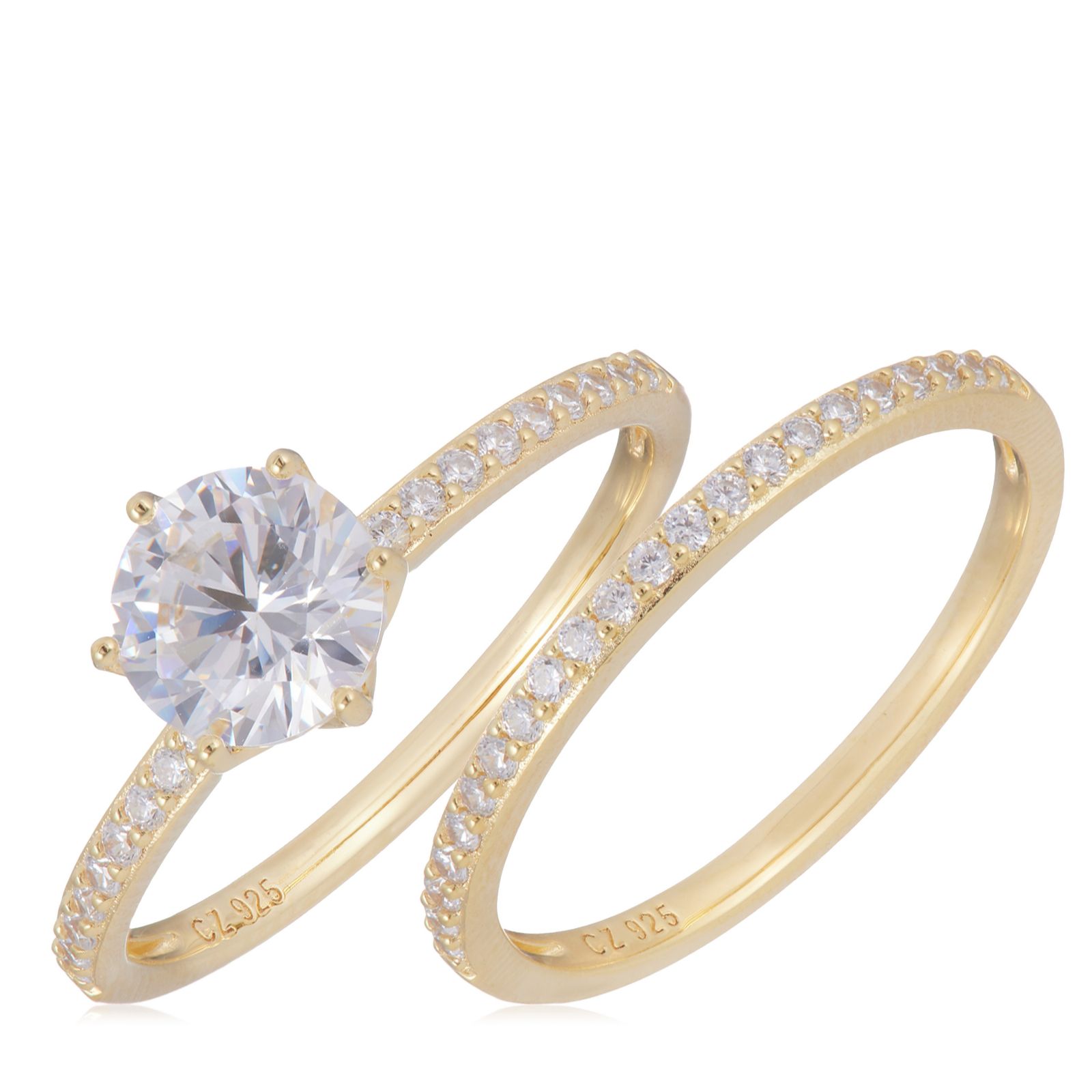 Diamonique 2.10ct tw 30th Anniversary 6 Prong Ring Set Sterling Silver