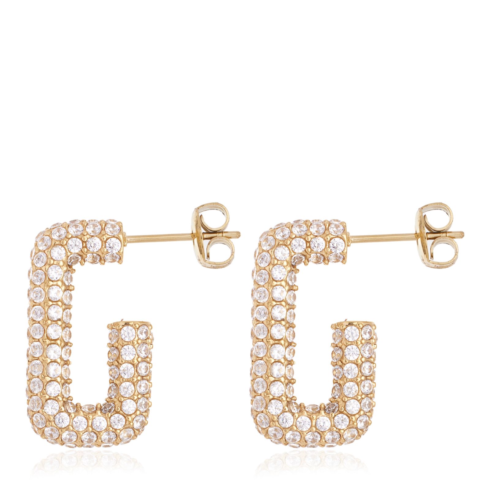 Steel by Diamonique Pave Hoop Earrings Stainless Steel