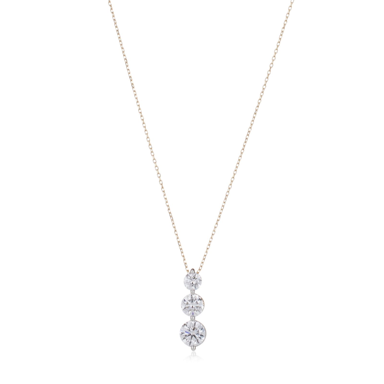 Firelight 2ct Lab Grown Diamond 3 Stone Pendant and Chain 9ct Gold