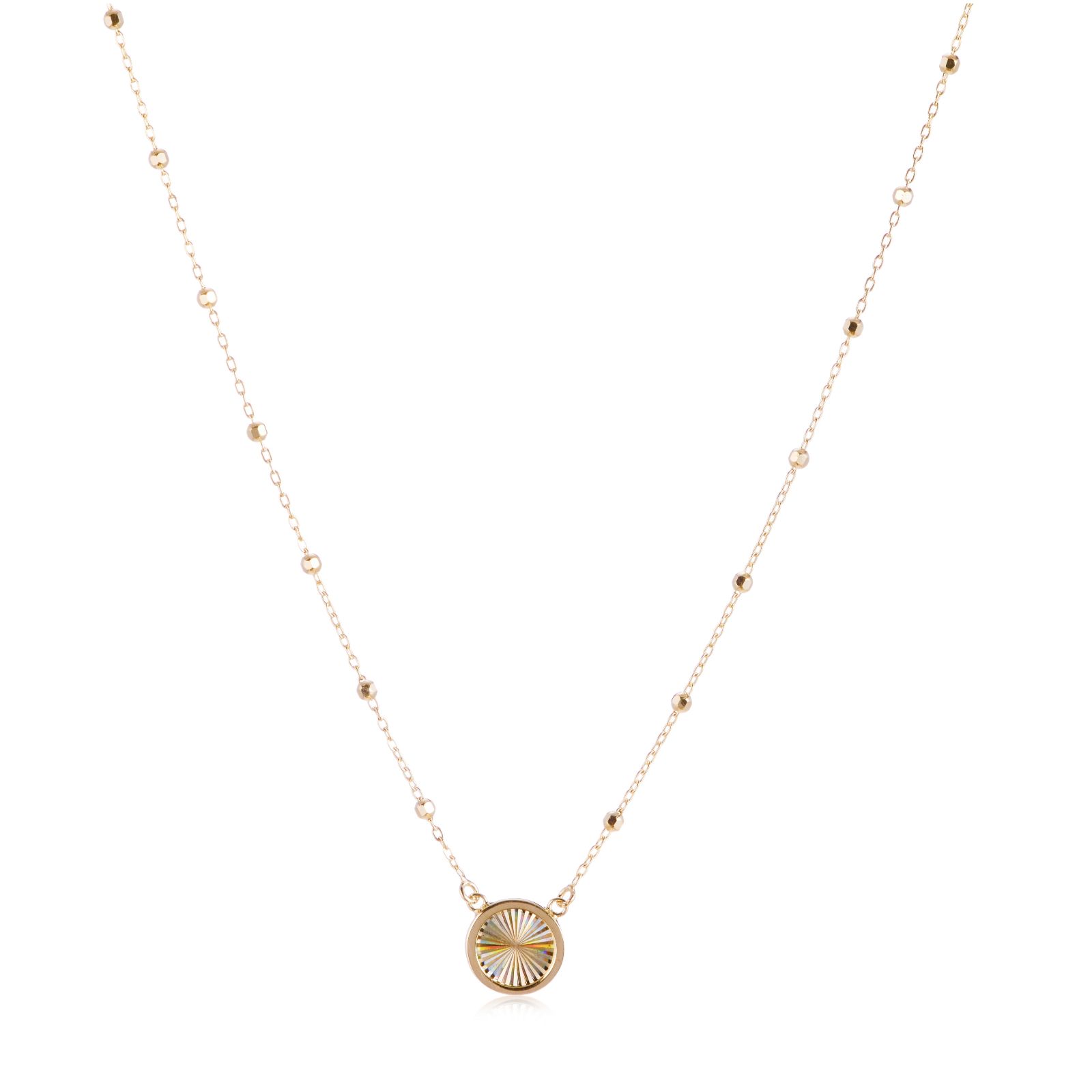 GOLD 9ct Yellow Gold Rainbow Circle Adjustable Trace and Ball Necklace 1.81g
