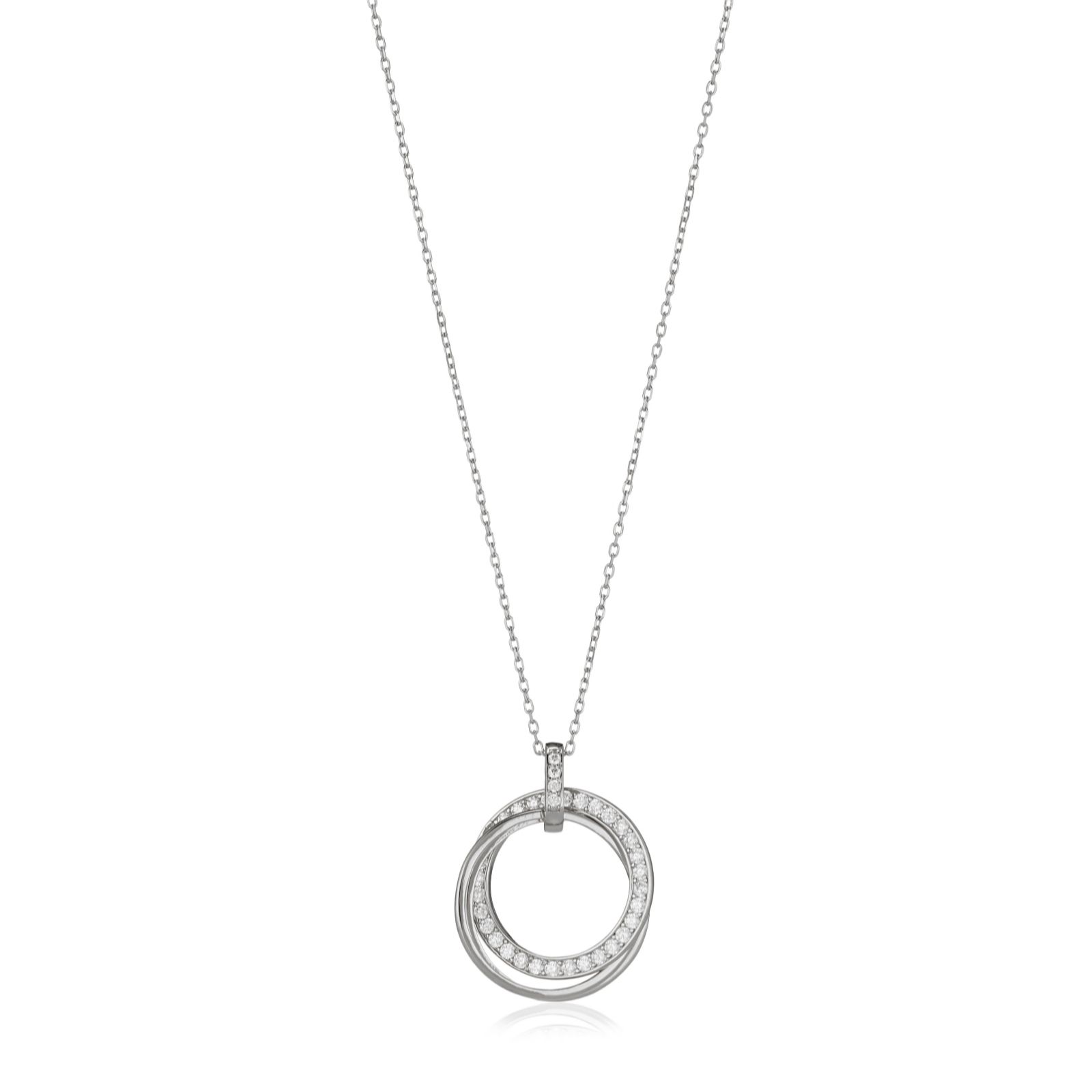 Diamonique 0.4ct Circle Pendant & 45cm Chain Sterling Silver