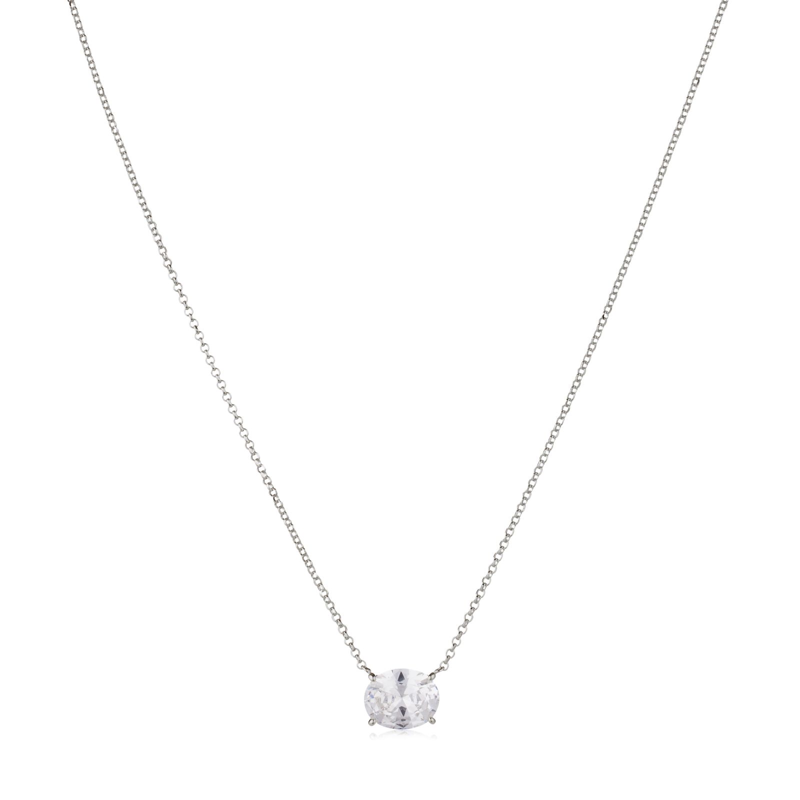 Diamonique 3ct tw East West Oval Cut Necklace Sterling Silver