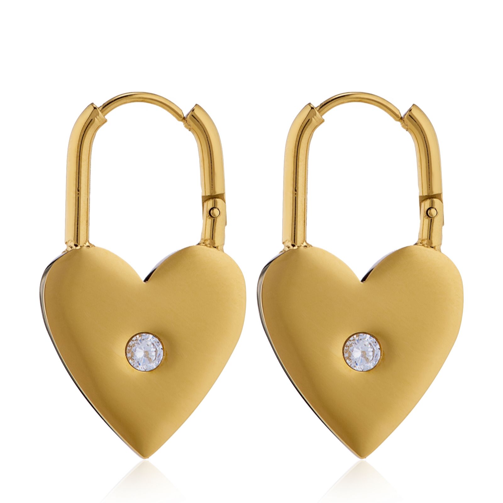  Steel by Diamonique Heart Padlock Earrings Stainless Steel