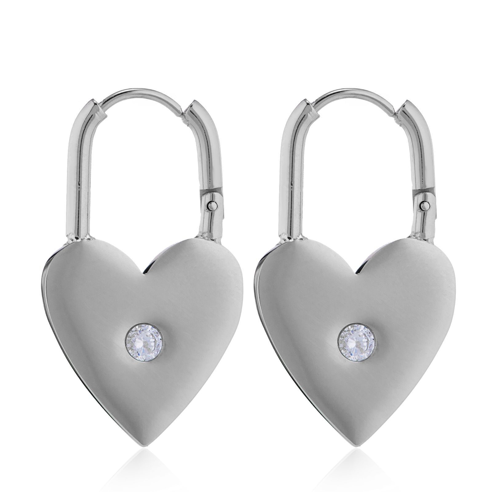 Steel by Diamonique Heart Padlock Earrings Stainless Steel