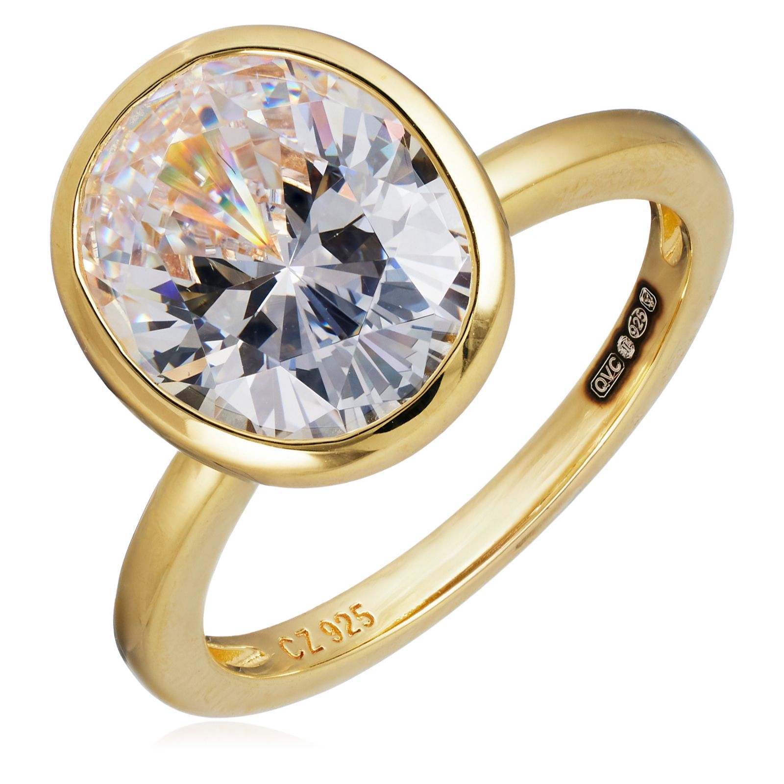 Diamonique 4ct tw Oval Cut Bezel Set Ring Sterling Silver