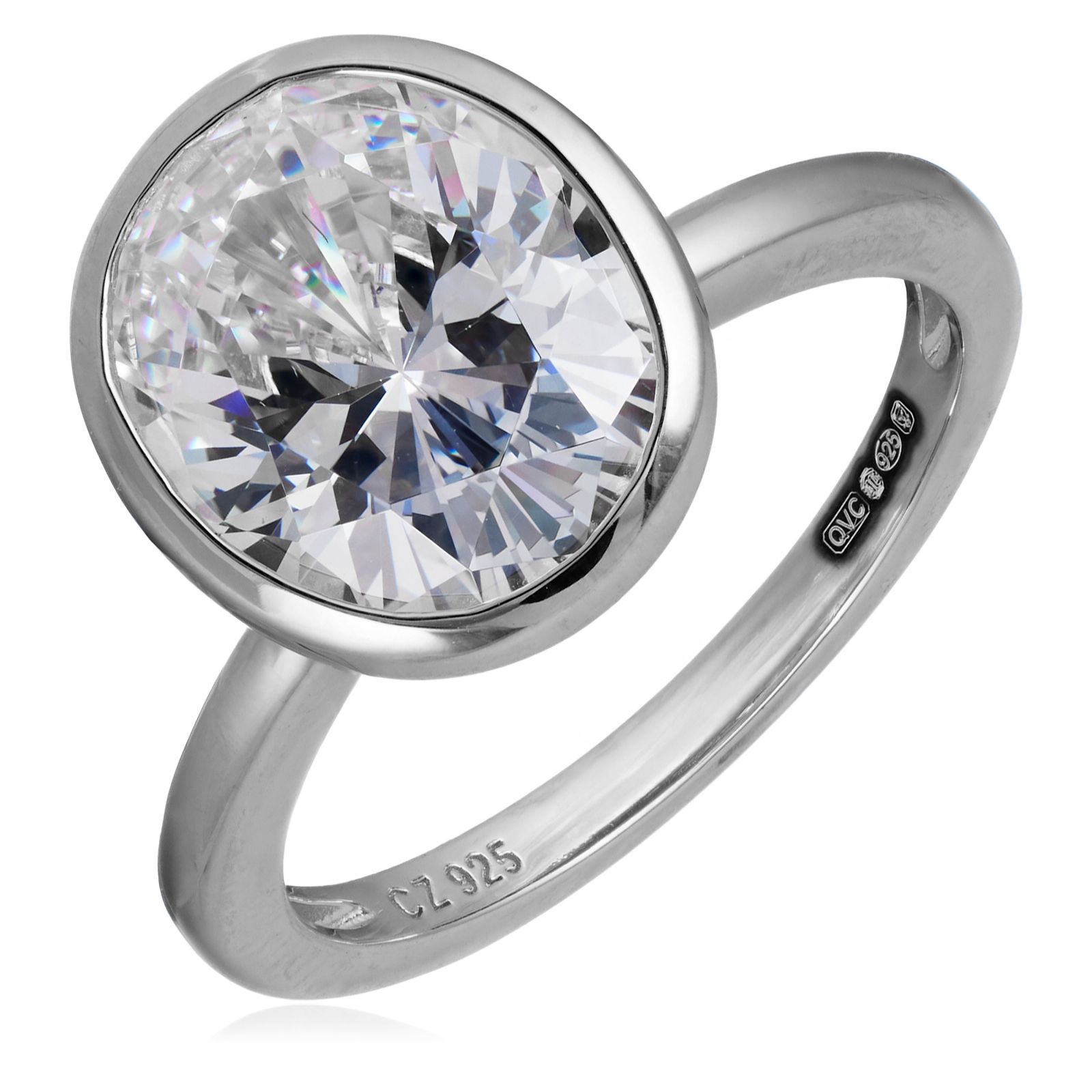 Diamonique 4ct tw Oval Cut Bezel Set Ring Sterling Silver