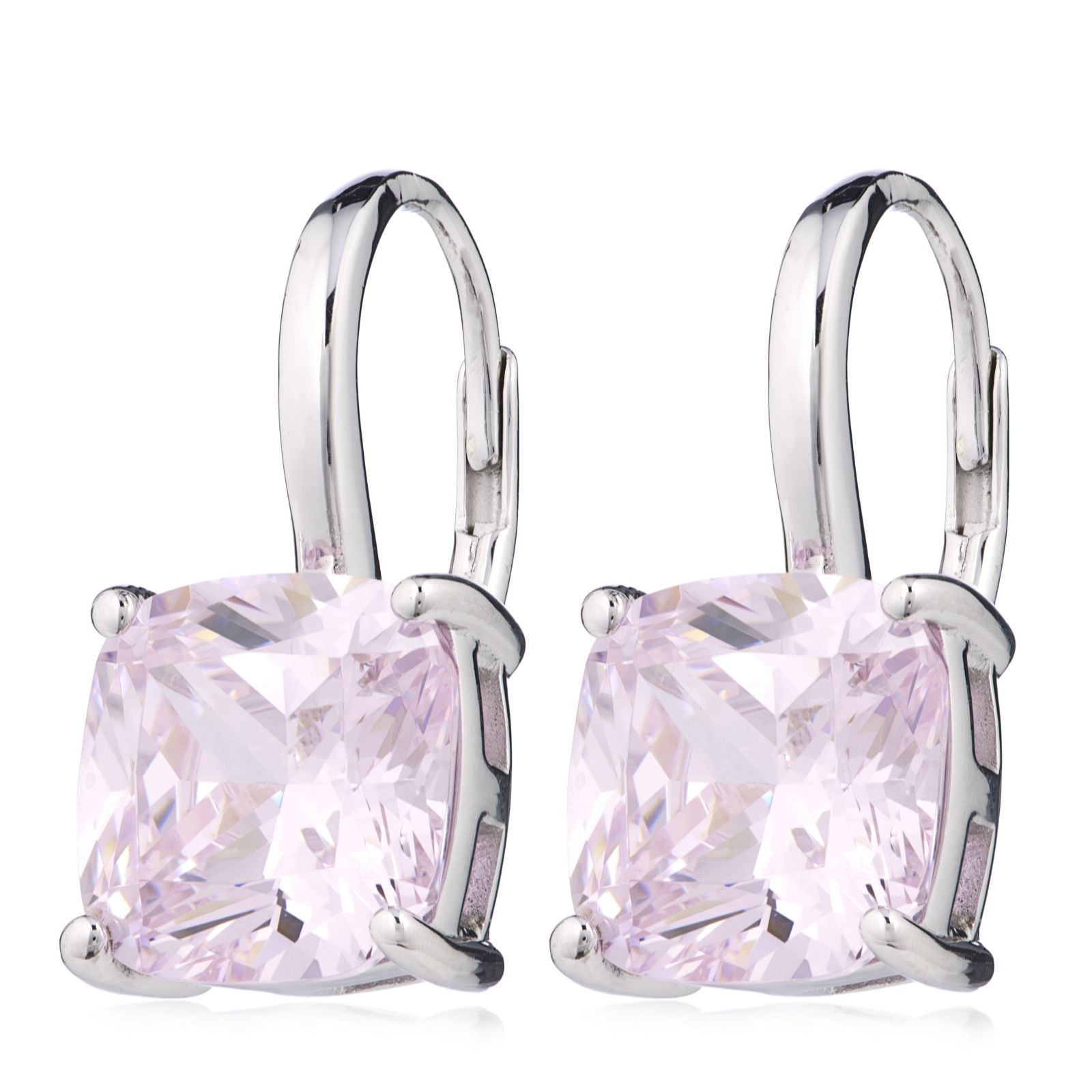 Diamonique 8ct tw Cushion Cut Leverback Earrings Sterling Silver