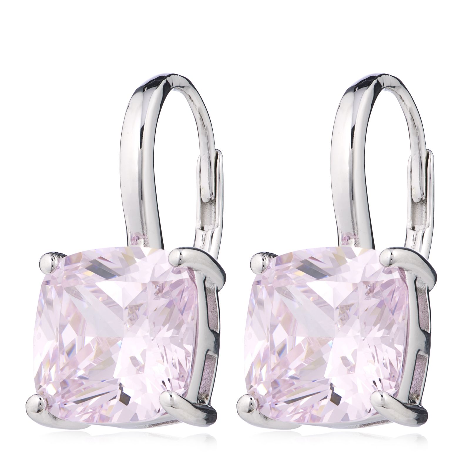 Diamonique 8ct tw Cushion Cut Leverback Earrings Sterling Silver