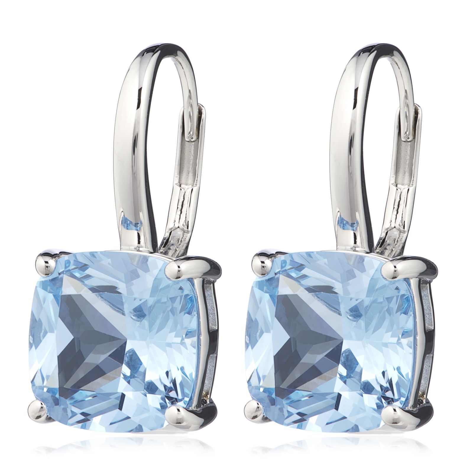 Diamonique 8ct tw Cushion Cut Leverback Earrings Sterling Silver