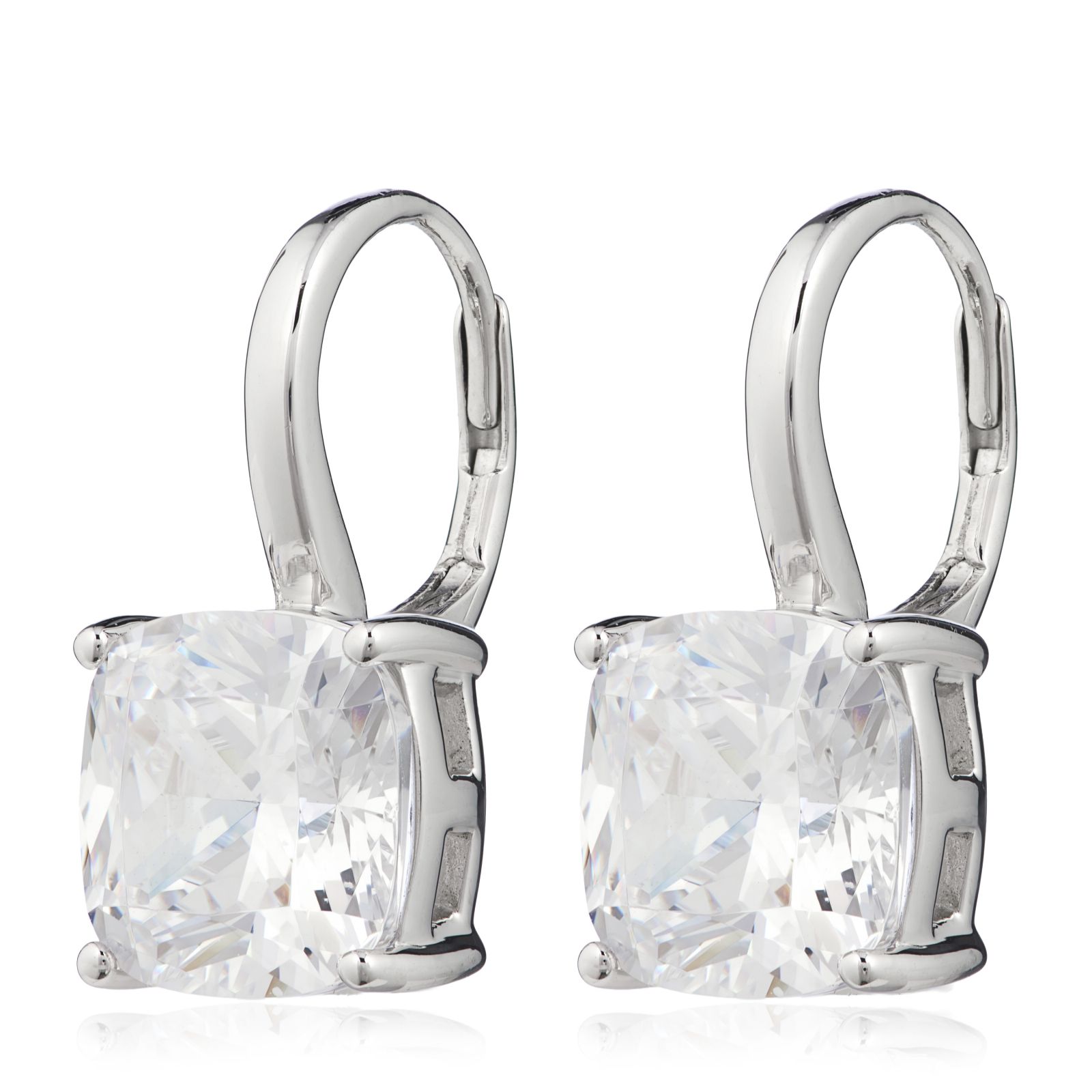 Diamonique 8ct tw Cushion Cut Leverback Earrings Sterling Silver