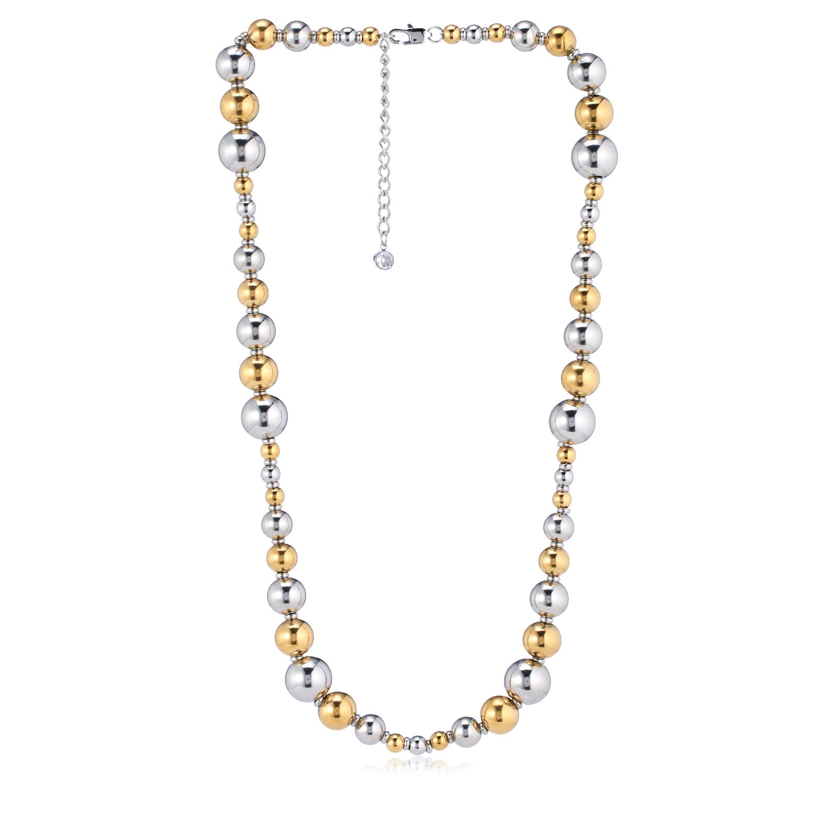 Steel by Diamonique Mixed Ball Bead Necklace Stainless Steel