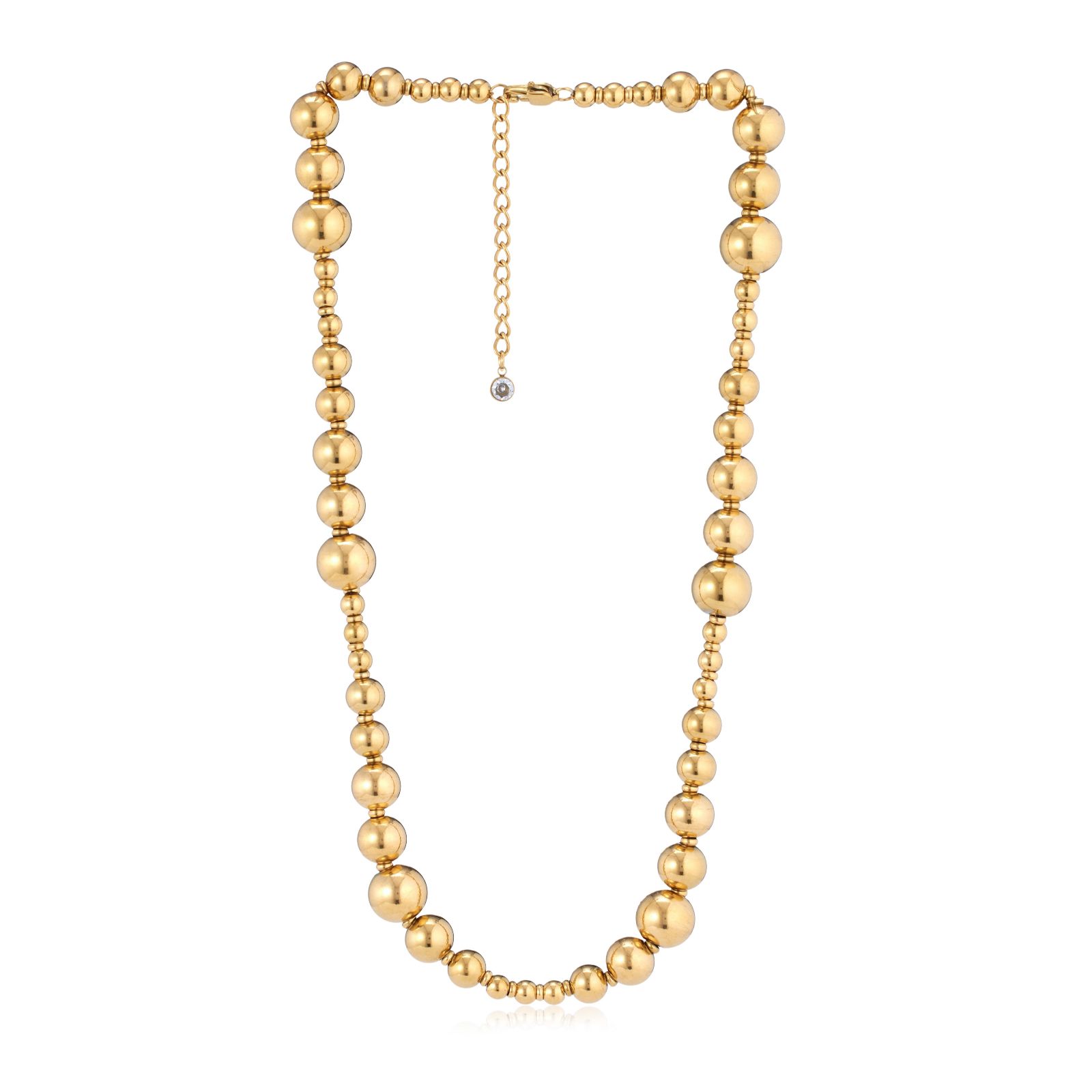 Steel by Diamonique Mixed Ball Bead Necklace Stainless Steel