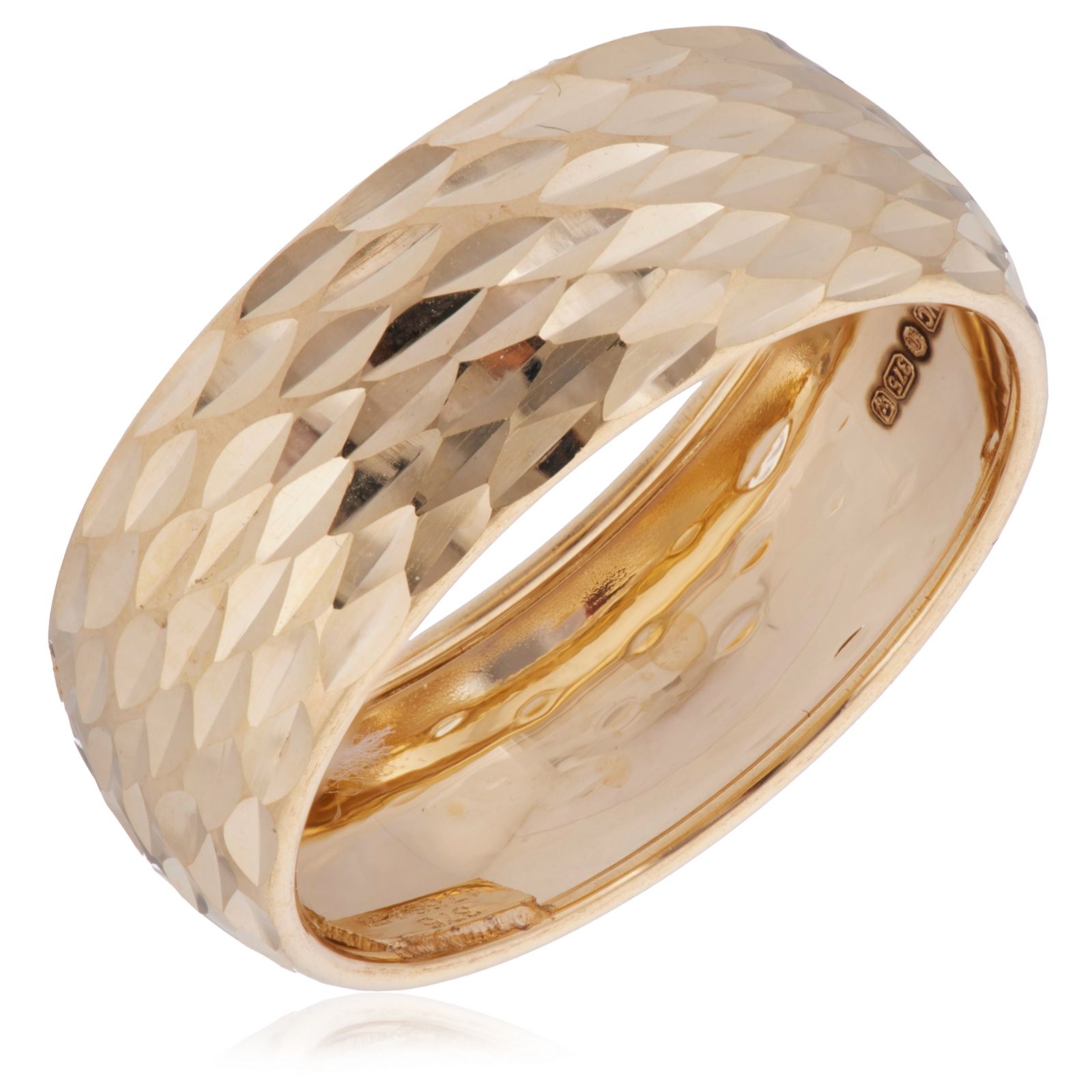 Gold 9ct Italian Gold Diamond Cut Band Ring 1.04g