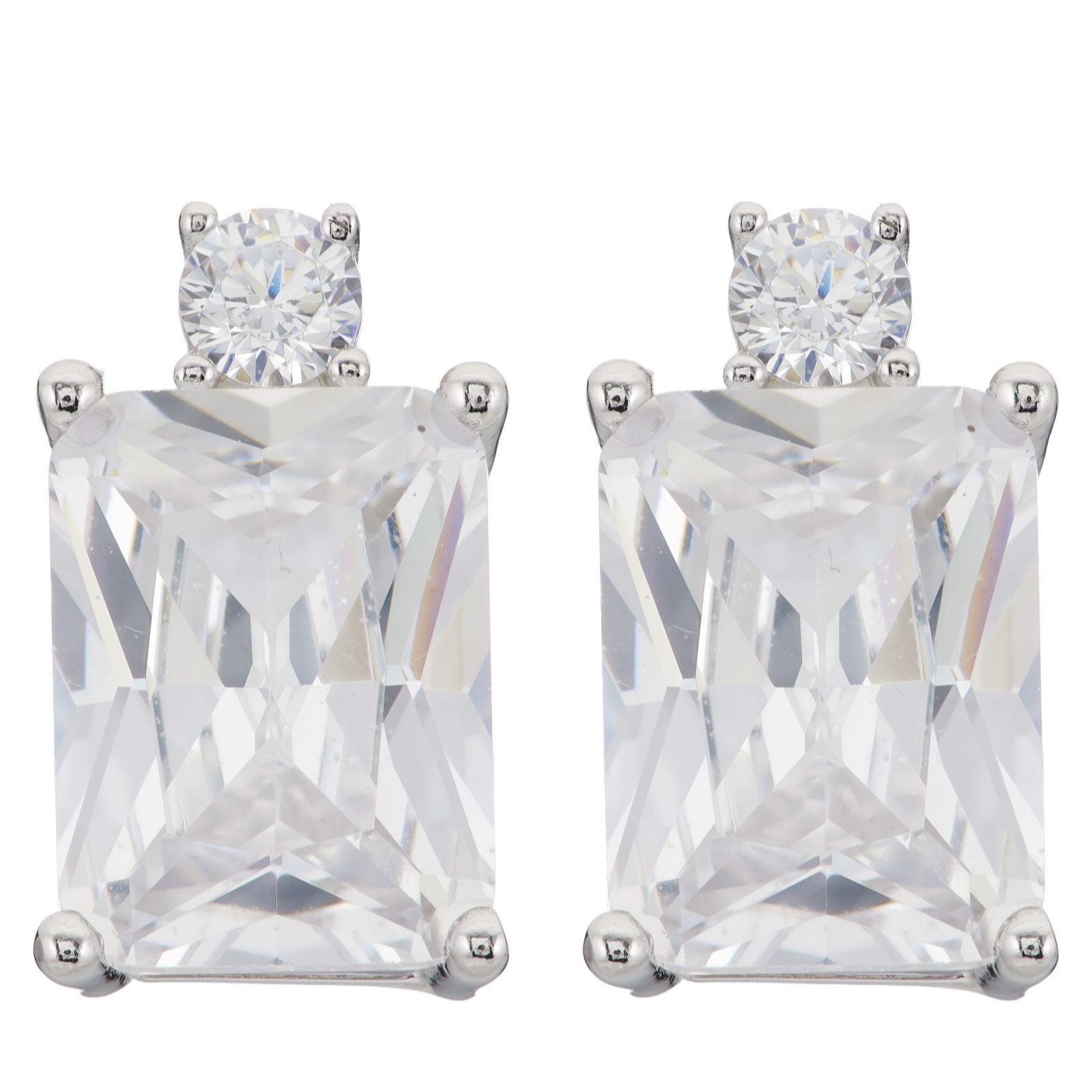 Diamonique 2.9ct tw Cushion Cut Earrings Sterling Silver