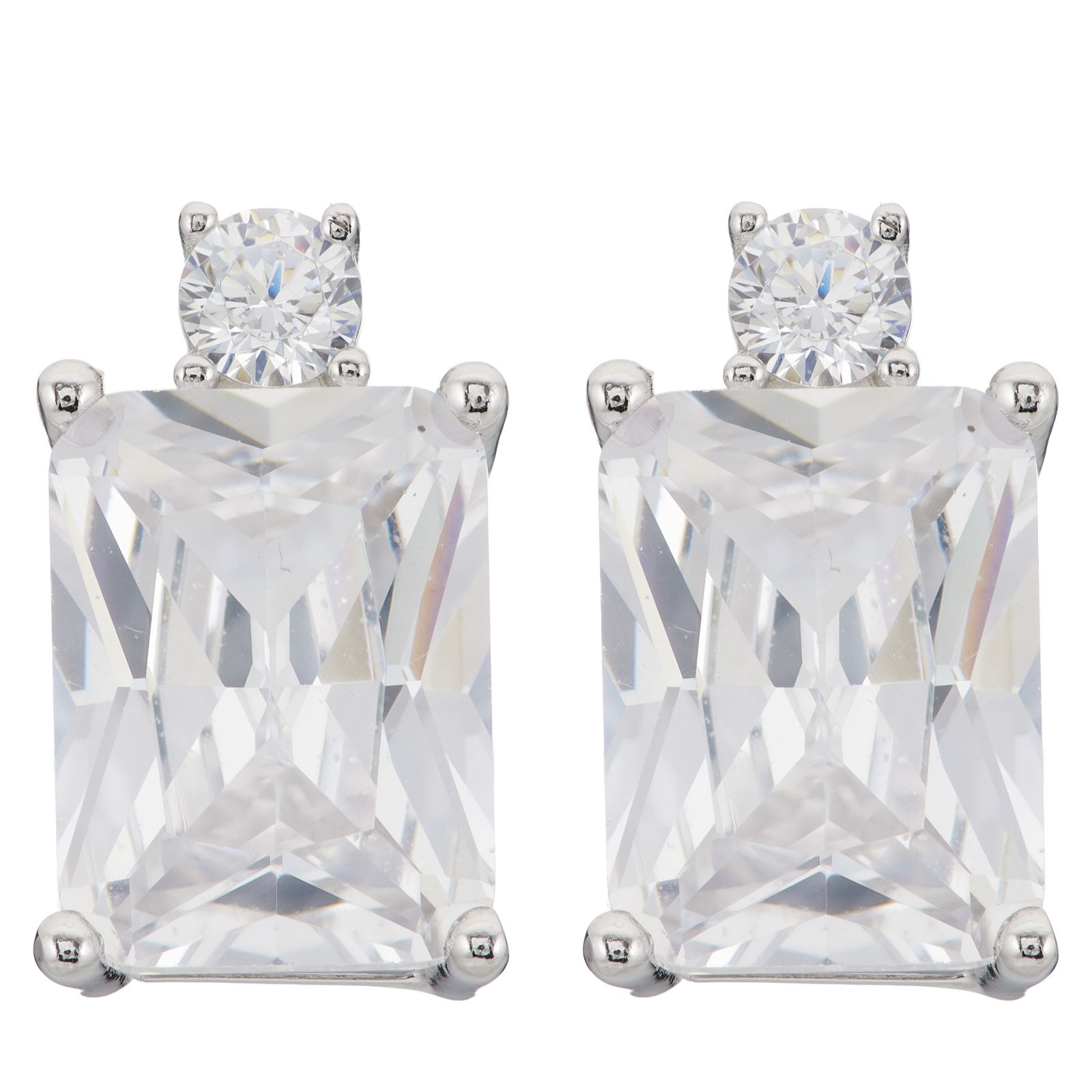 Diamonique 2.9ct tw Cushion Cut Earrings Sterling Silver