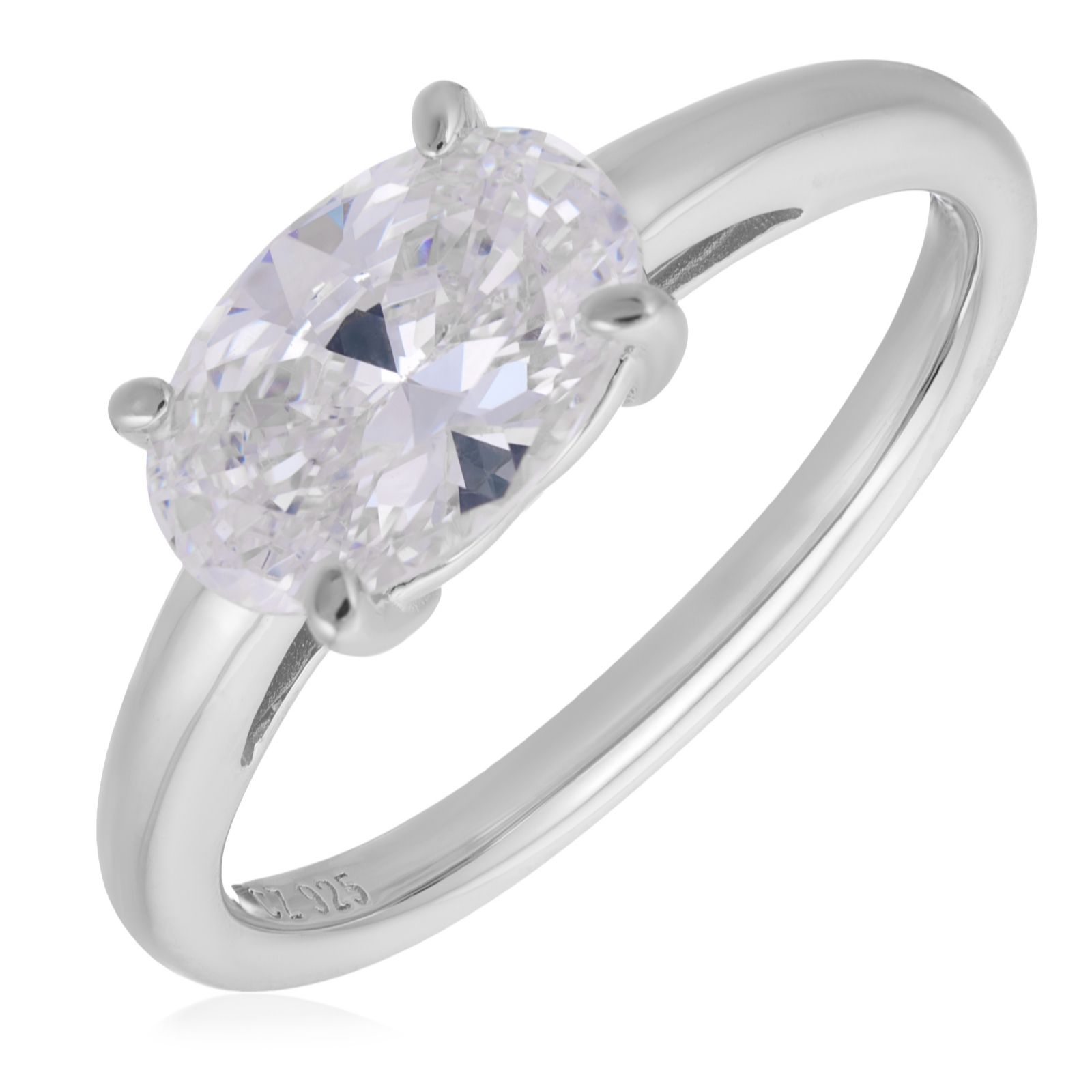 Diamonique 1.5ct tw East West Oval Cut Ring Sterling Silver