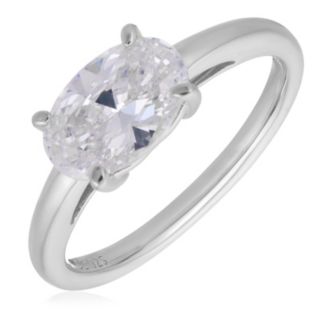 Diamonique 1.5ct tw East West Oval Cut Ring Sterling Silver