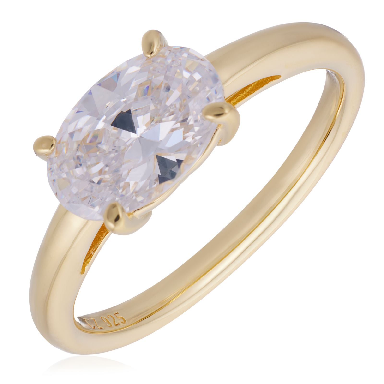 Diamonique 1.5ct tw East West Oval Cut Ring Sterling Silver