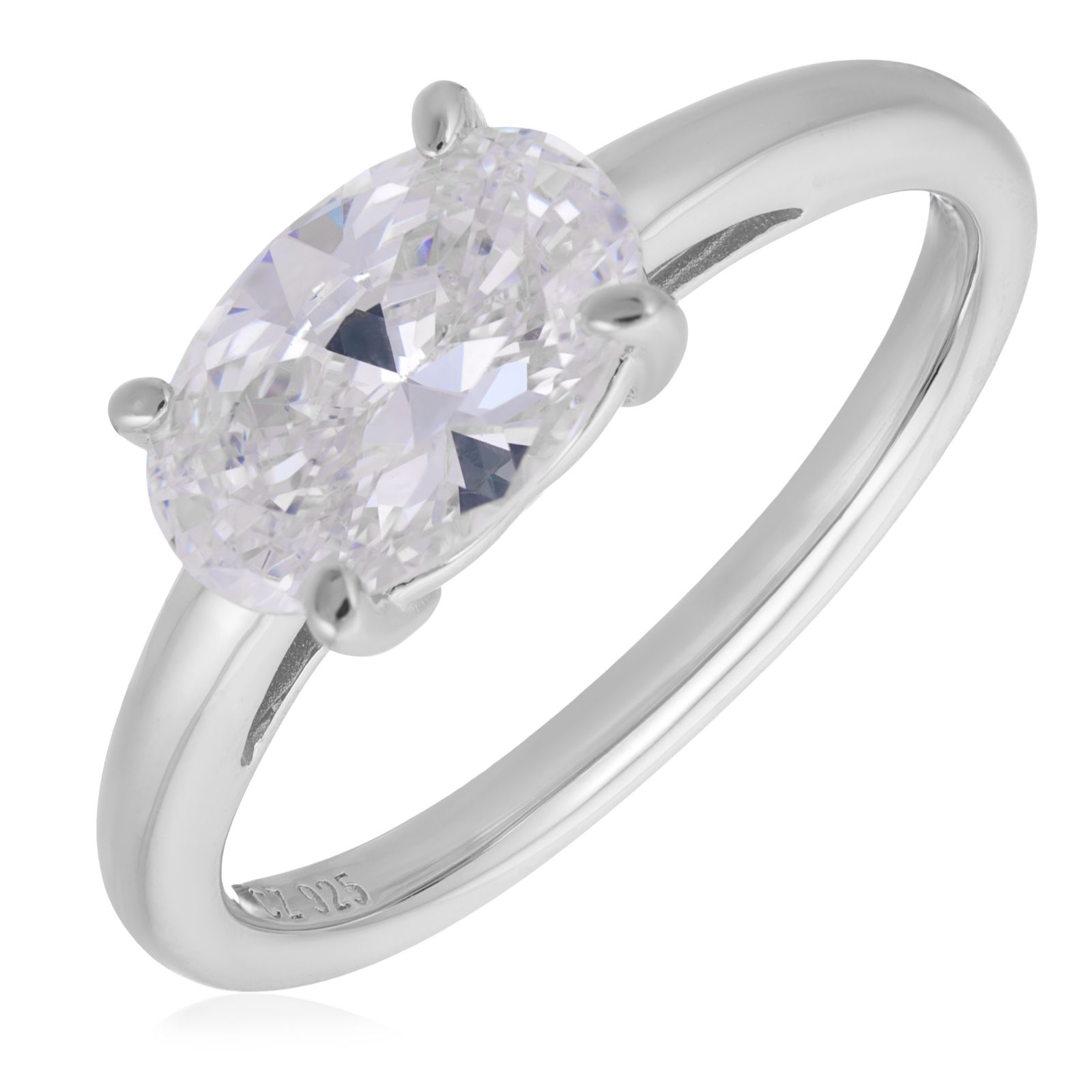 Diamonique 1.5ct tw East West Oval Cut Ring Sterling Silver