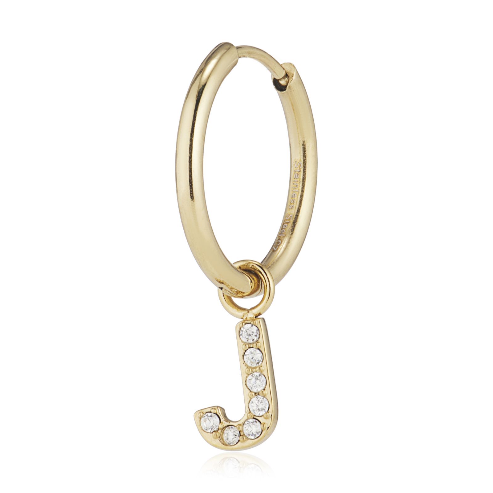 Steel by Diamonique Initial Hoop Earring Stainless Steel