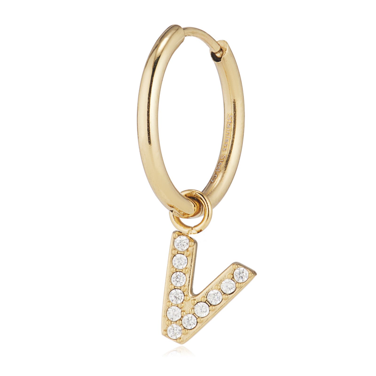 Steel by Diamonique Initial Hoop Earring Stainless Steel