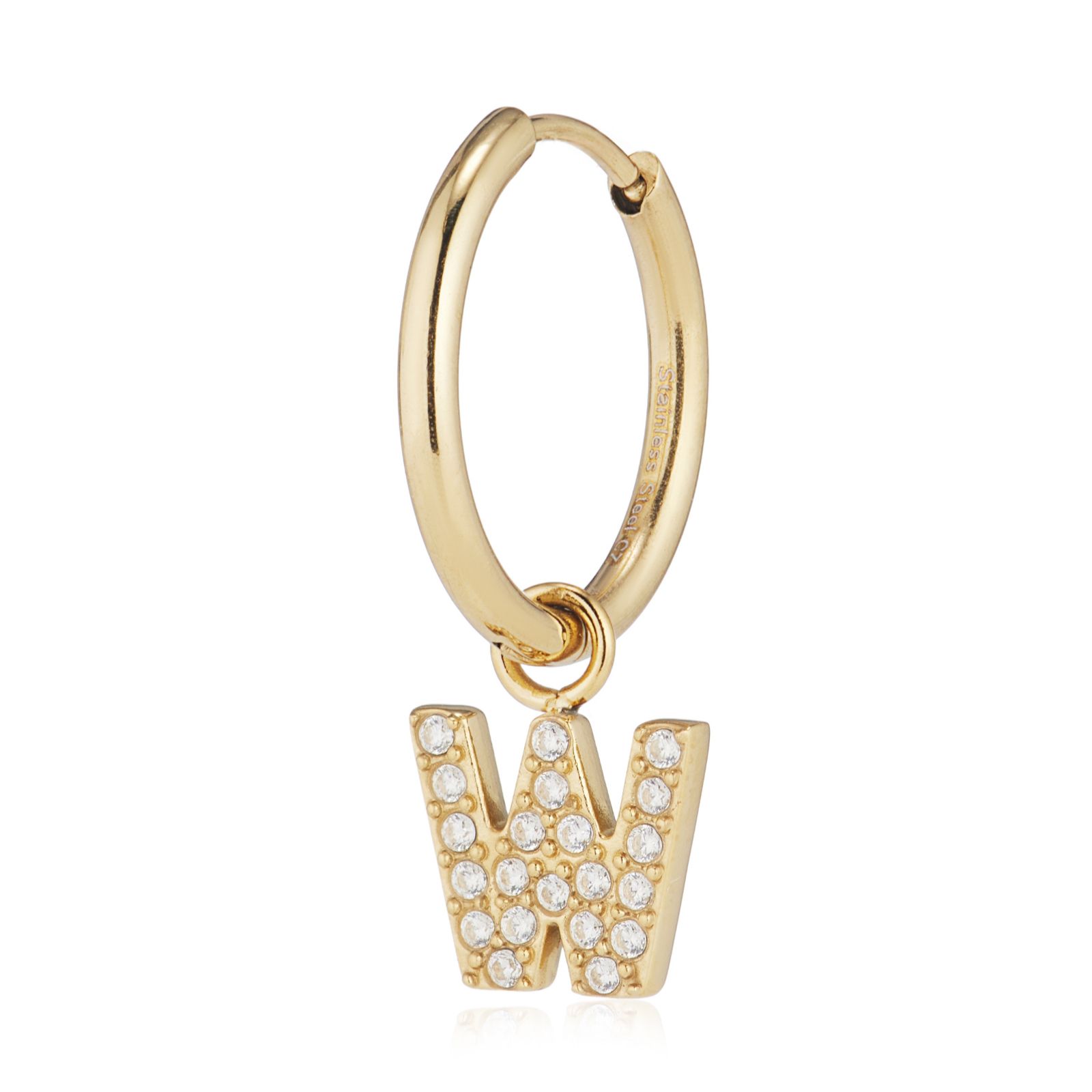 Steel by Diamonique Initial Hoop Earring Stainless Steel