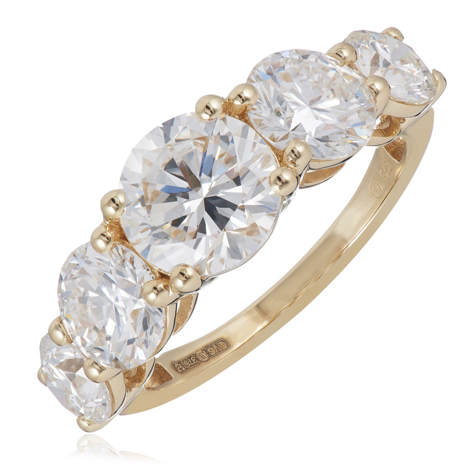 Fire Light 5ct Lab Grown Diamond 5 Stone Ring 9ct Gold