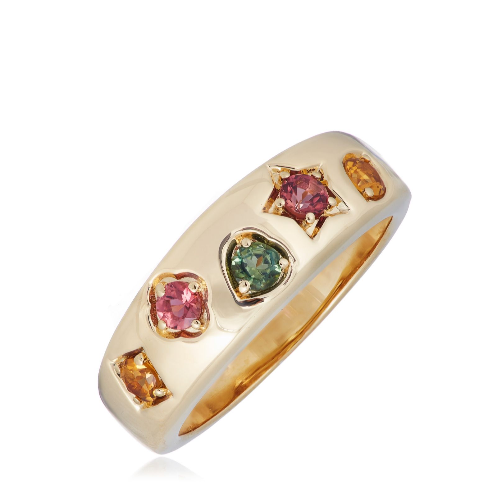 Affinity Gems 0.55ct Mixed Tourmaline Band Ring Sterling Silver - QVC UK