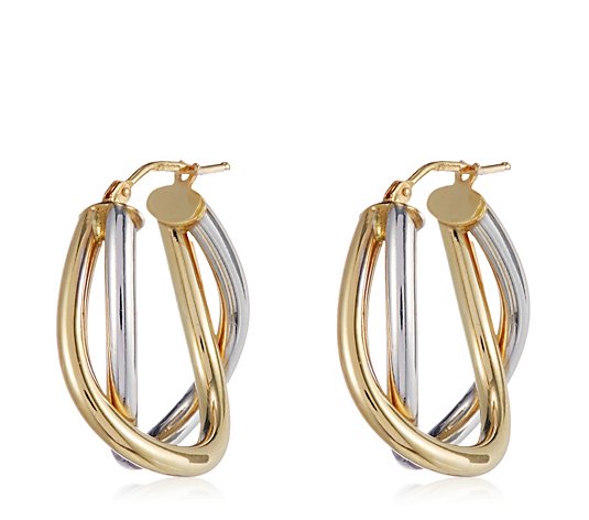GOLD 9ct 2-Colour Creole Earrings 2.28g
