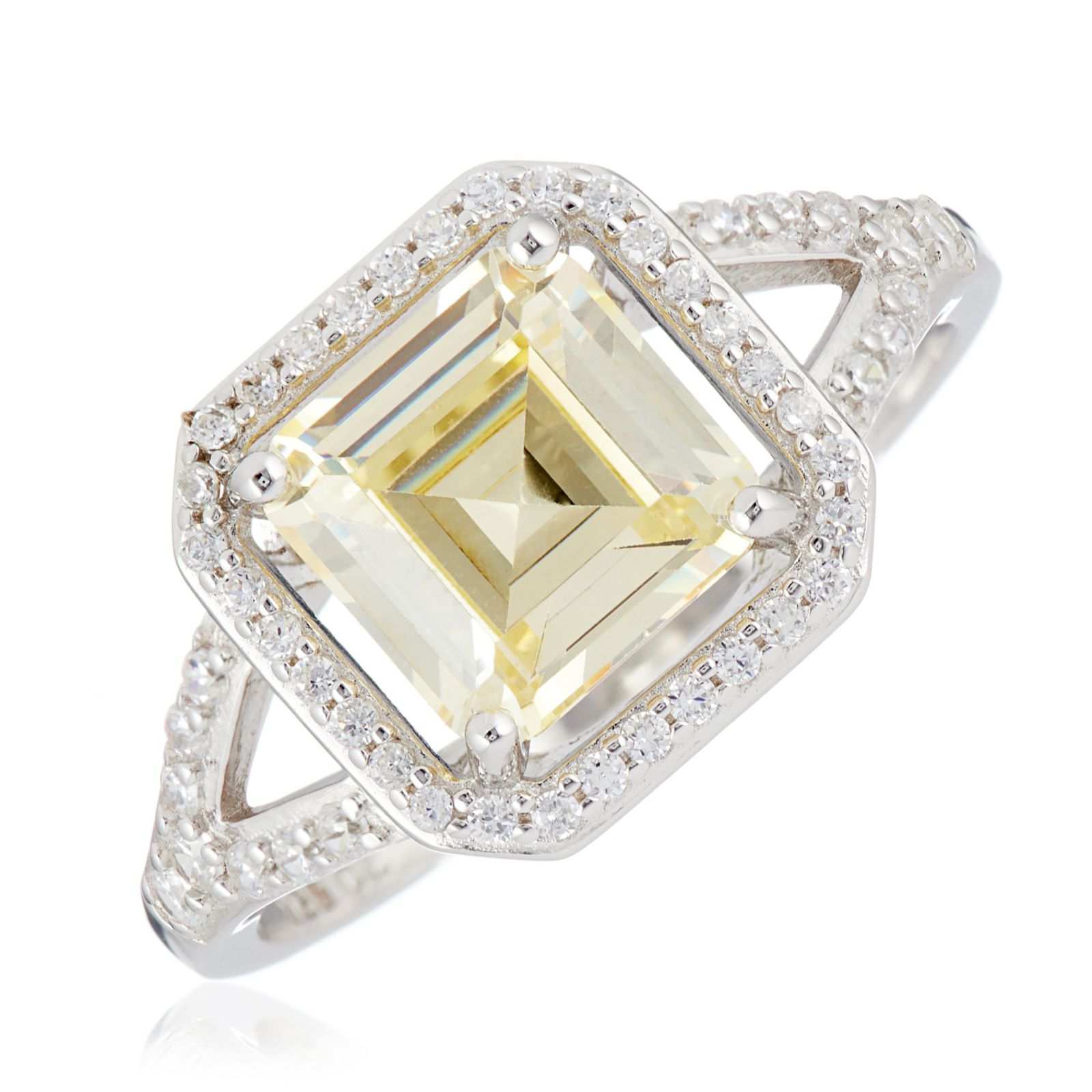 Diamonique 2.8ct tw Vintage Style Halo Ring Sterling Silver