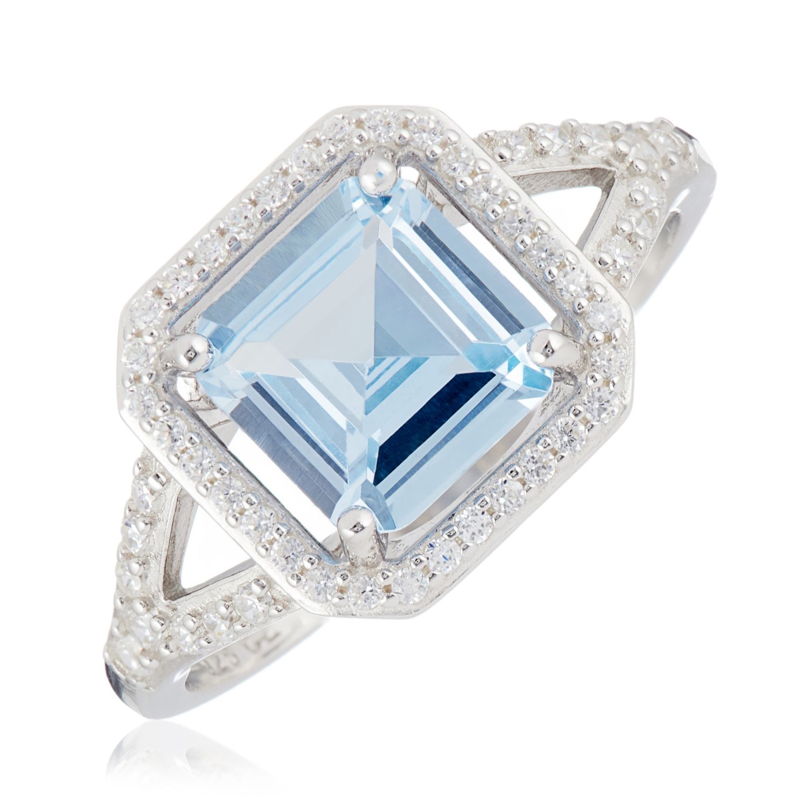 Diamonique 2.8ct tw Vintage Style Halo Ring Sterling Silver