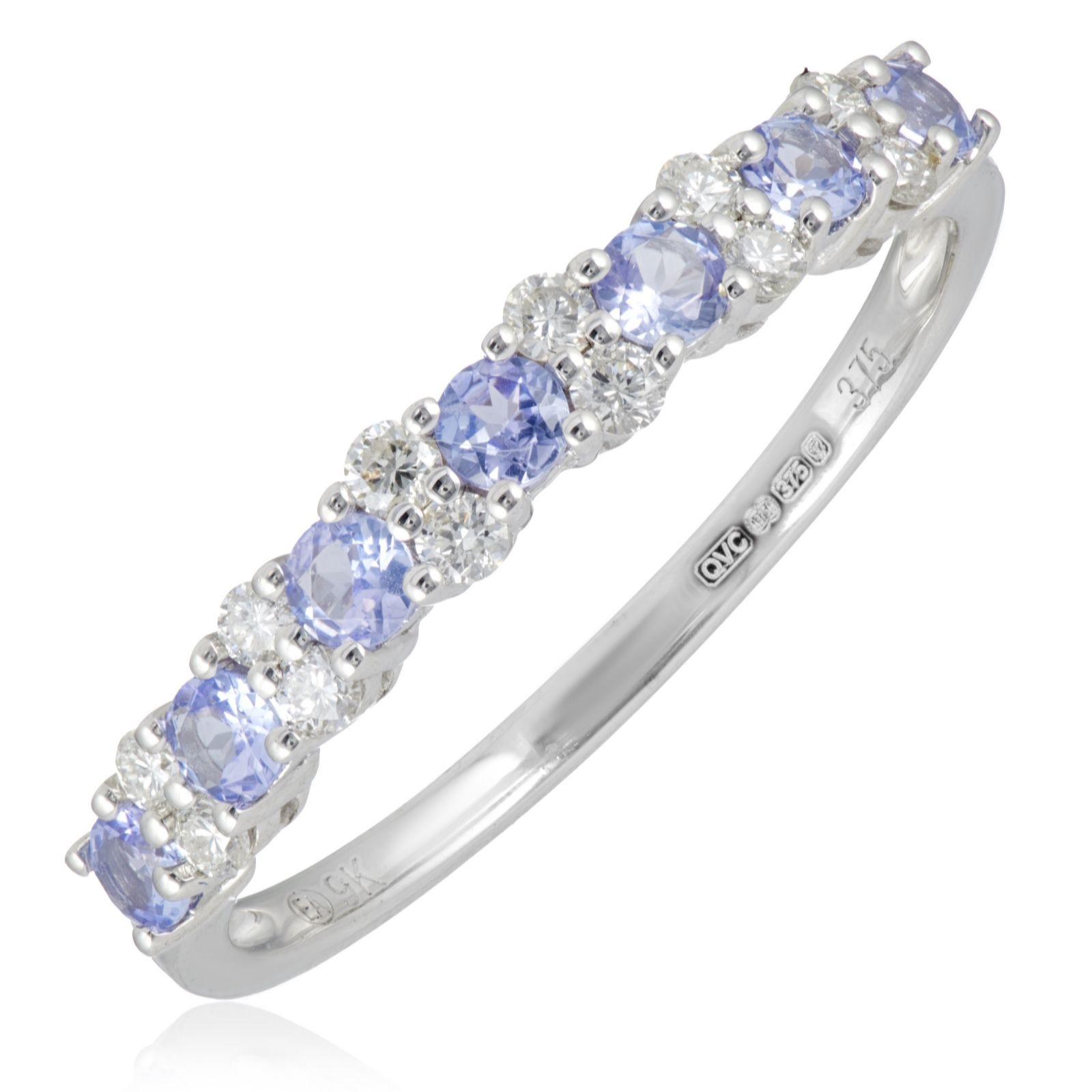 0.40ct Tanzanite & 0.21ct Diamond Eternity Ring 9ct Gold