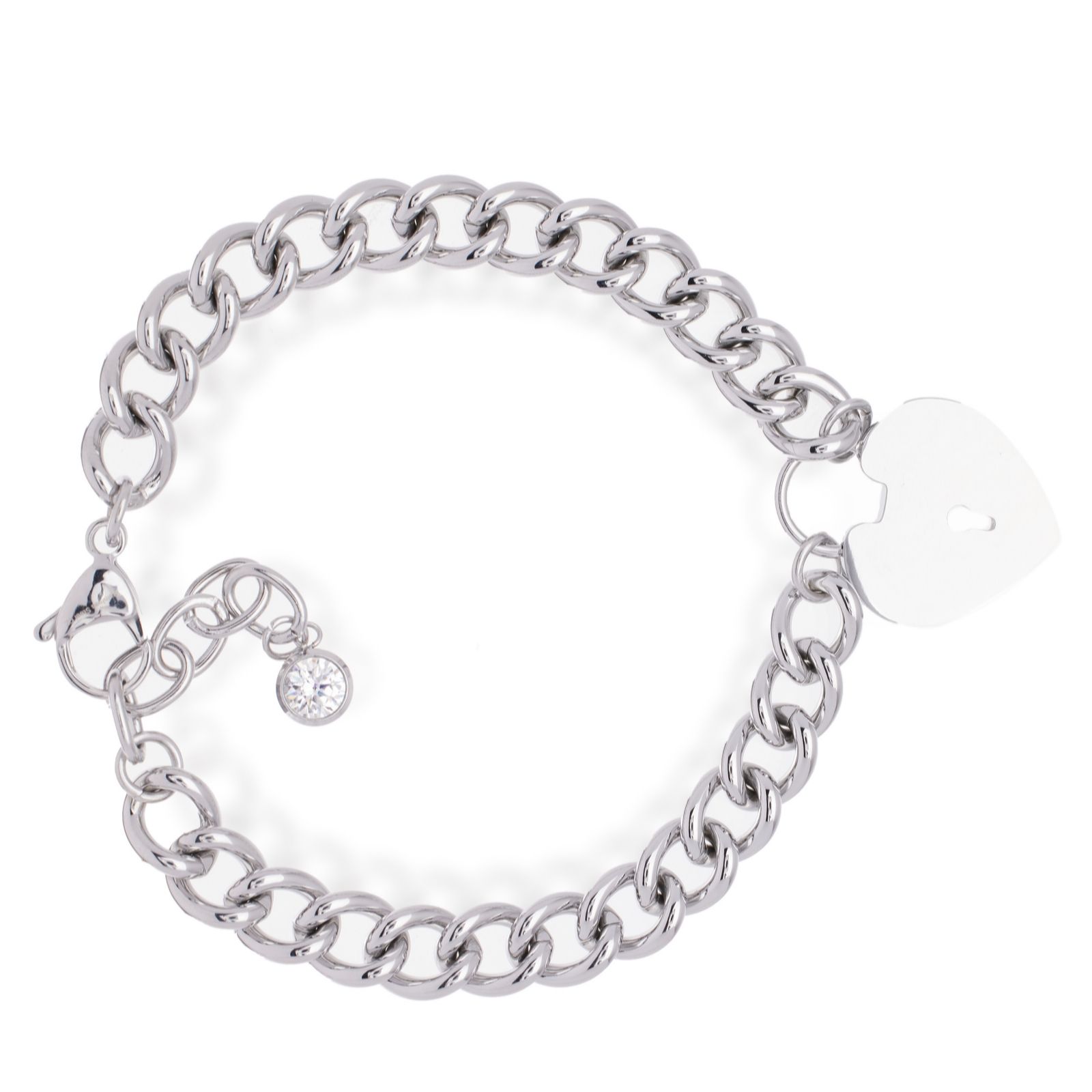 Steel by Diamonique Pad Lock Chain Link Bracelet Stainless Steel