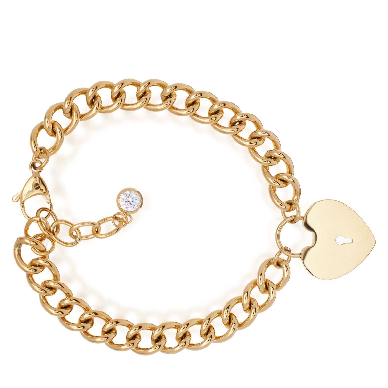 Steel by Diamonique Pad Lock Chain Link Bracelet Stainless Steel