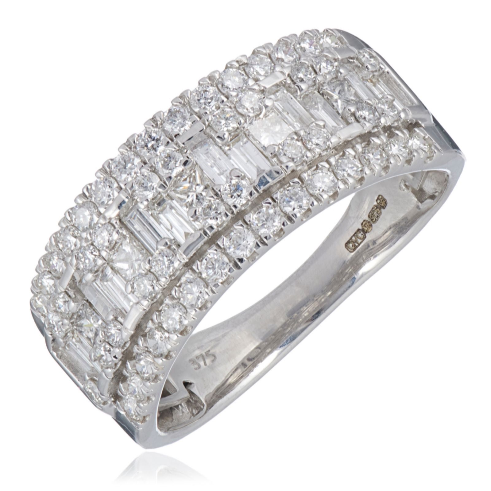 0.95ct Diamond Mixed Cut Band Ring 9ct Gold