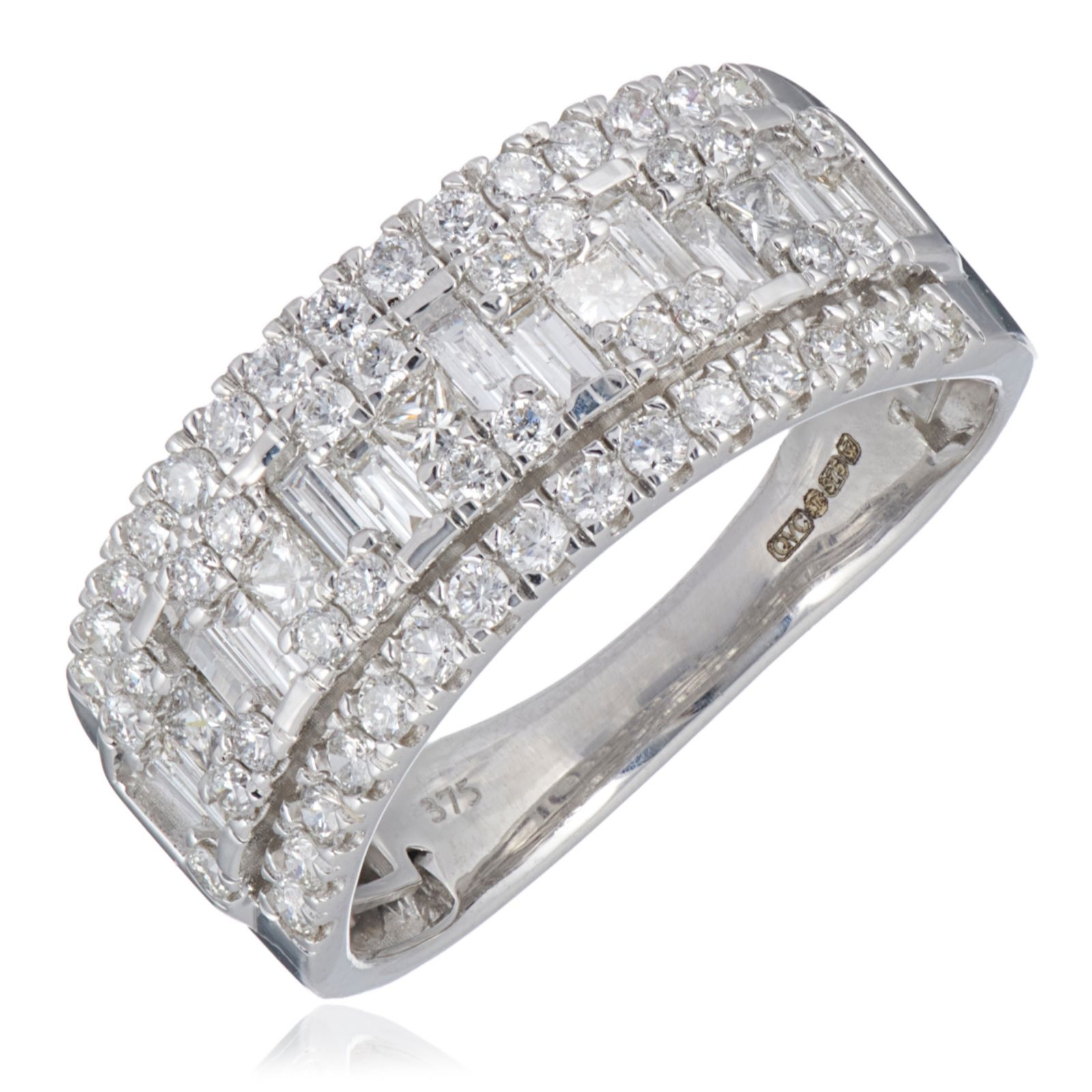 0.95ct Diamond Mixed Cut Band Ring 9ct Gold