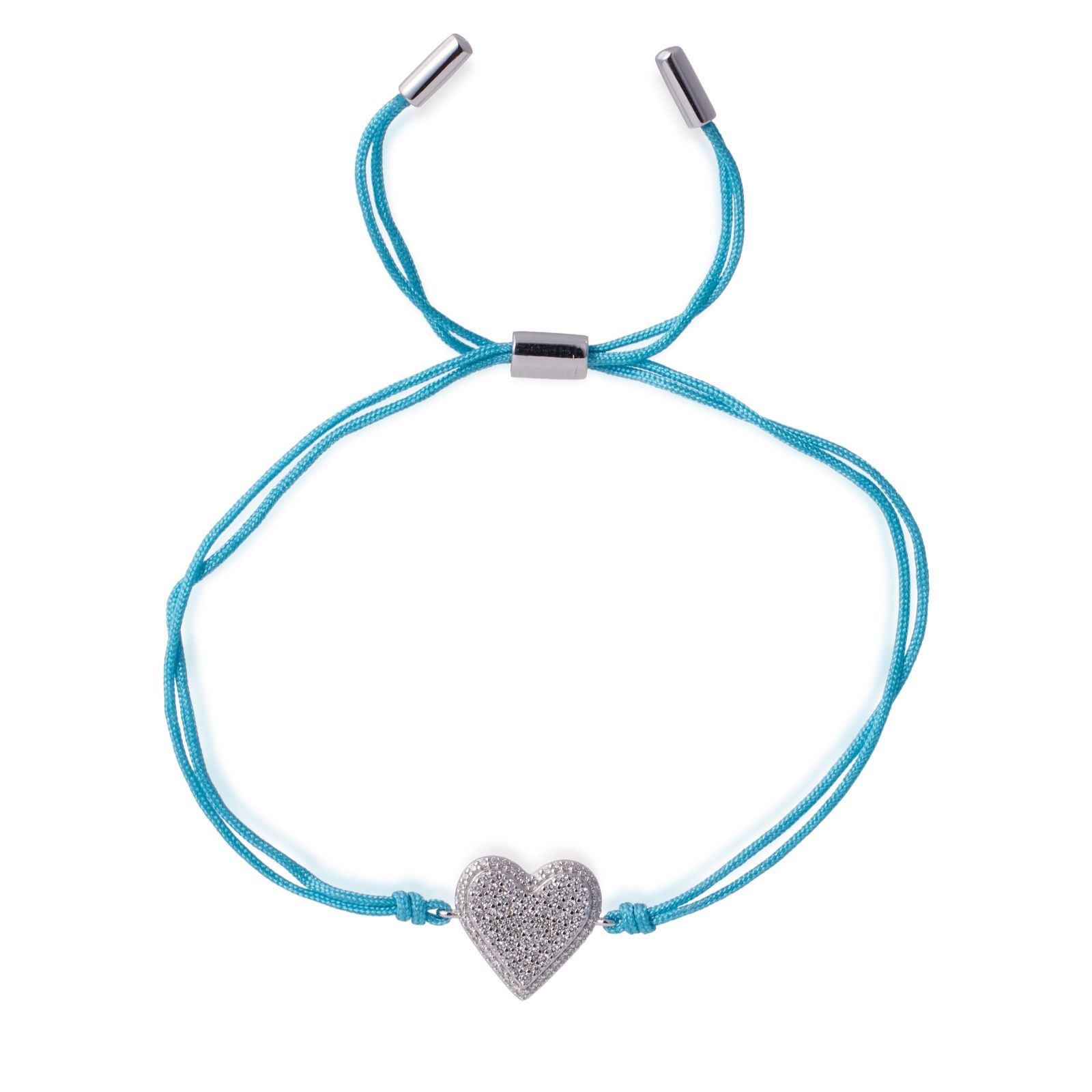 Diamonique 0.18ct Corded Charm Bracelet Sterling Silver