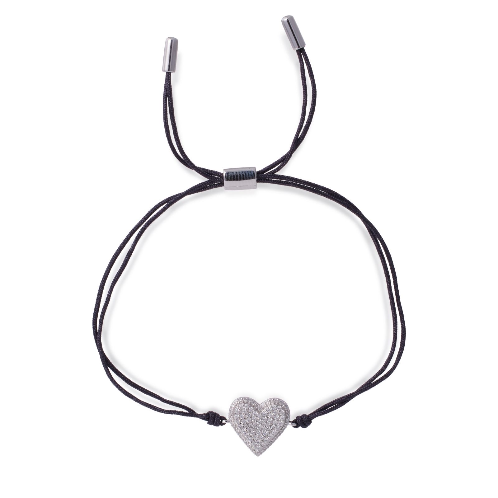 Diamonique 0.18ct Corded Charm Bracelet Sterling Silver