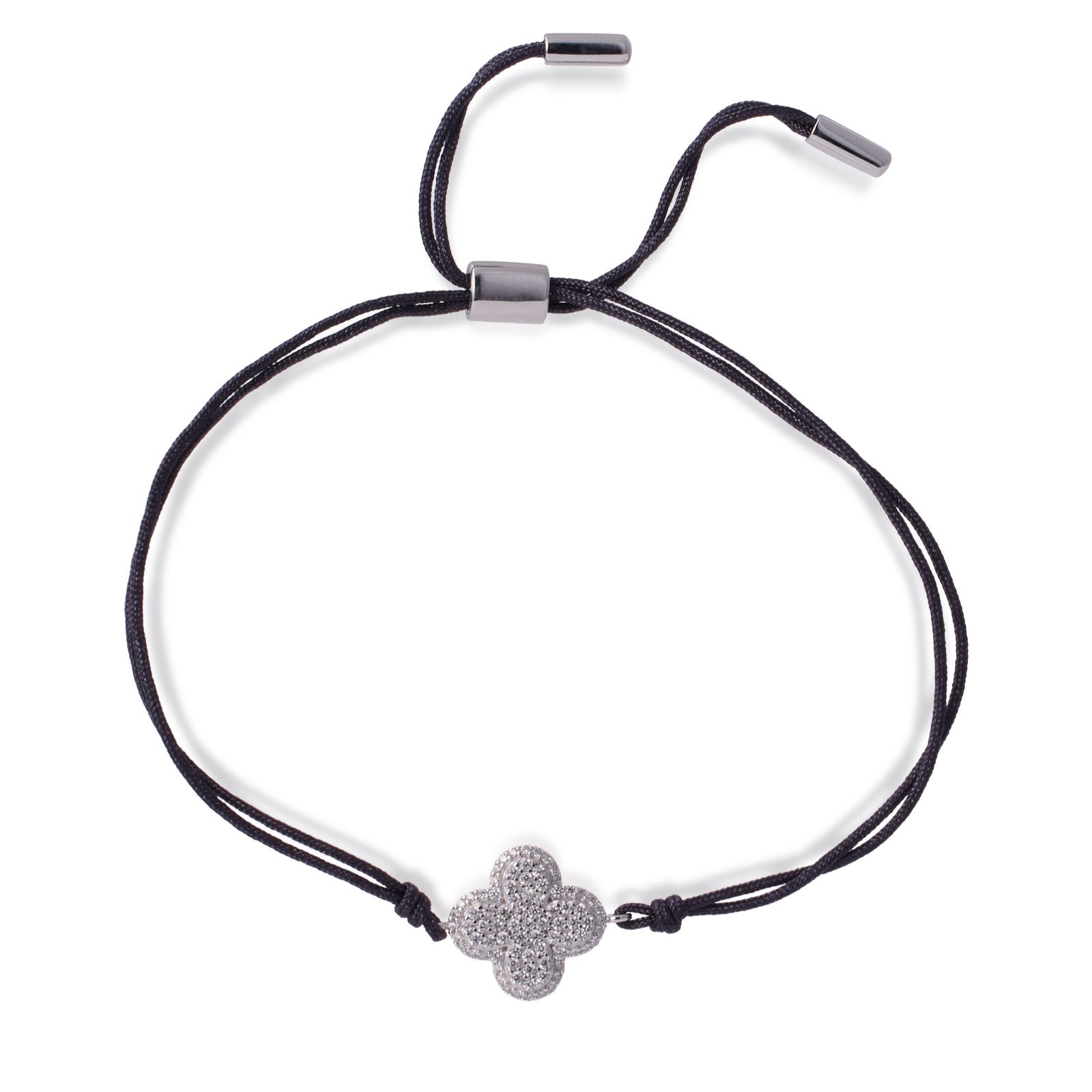 Diamonique 0.18ct Corded Charm Bracelet Sterling Silver